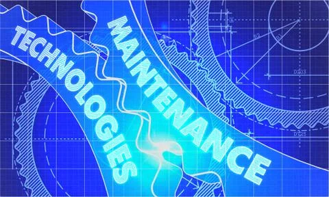 Maintenance Technologies on the Cogwheels. Blueprint Style イラスト素材
