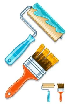 Maintenance tools brushes and rollers for paint works 스톡 일러스트