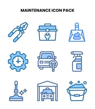 Maintenance Two Colour Collection Icons Pack Stockillustratie