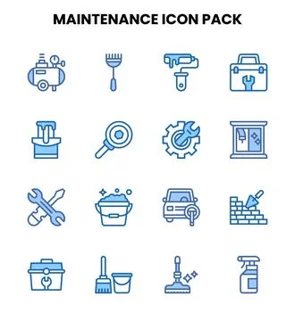 Maintenance Two Colour Design Icons Pack 스톡 일러스트