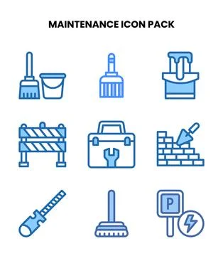 Maintenance Two Colour Graphics Icons Pack Stock Illustration