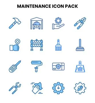 Maintenance Two Colour Graphics Icons Pack Stock Illustration