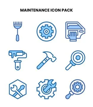 Maintenance Two Colour Vector Icons Pack Stock Illustration