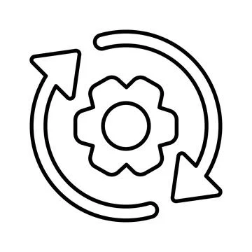 Maintenance, update device, data processing outline icon. Stock Illustration