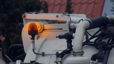 Maintenance Vehicle with Emergency Lights at Roadside Scene Stock Footage 306231891