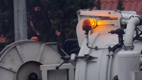 Maintenance Vehicle with Emergency Lights at Roadside Scene Stock Footage 306231952