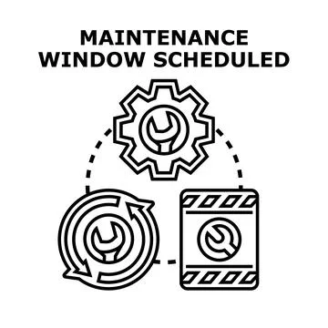 Maintenance window scheduled for system update operation Stock Illustration