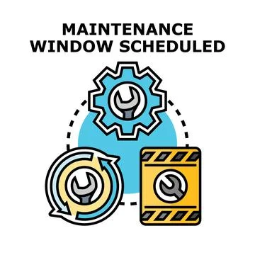 Maintenance window scheduled for system update operation Stock Illustration