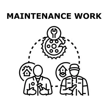 Maintenance work concept with technicians and tools Stock Illustration