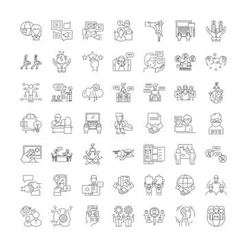 Maintenance work linear icons, signs, symbols vector line illustration set Stock Illustration