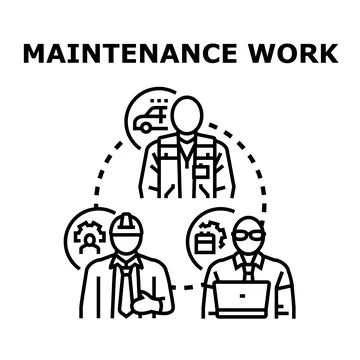 Maintenance work occupations and professional service team Stock Illustration