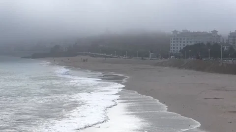 Maintenance work on Ondarreta beach in San Sebastián, San Sebastián, ES - 27 Feb Stock Footage 329769310