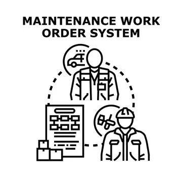 Maintenance work order system concept with service workers Stock Illustration