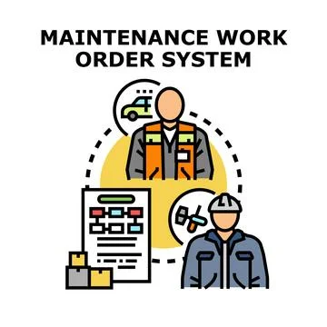 Maintenance work order system concept with service workers Stock Illustration