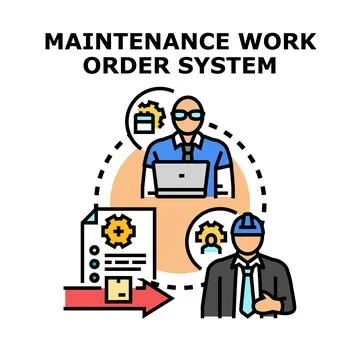 Maintenance work order system managing tasks process Stockillustratie