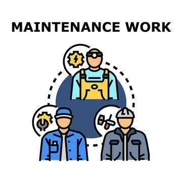 Maintenance work team providing service and repair support Stock Illustration