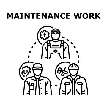 Maintenance work team providing service and repair support Stock Illustration