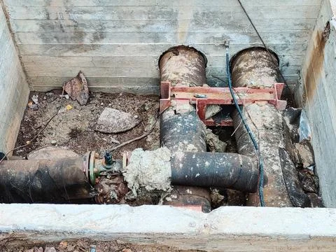 Maintenance work on underground heating infrastructure in Espoo, Finland, sho Stock-Fotos