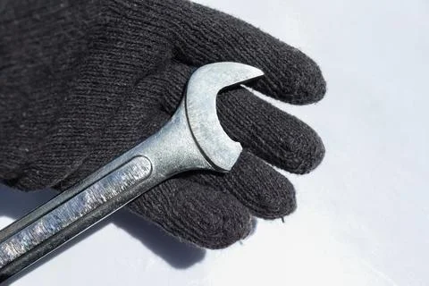 The maintenance worker's wrench is broken Stock Photos