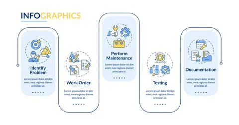 Maintenance workflow rectangle infographic vector Illustrazione stock
