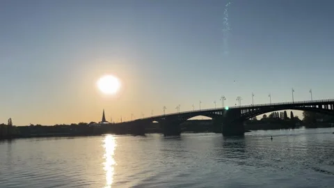 Mainz, Germany 10 August 2026 selective focus panoramic view of the rhine r.. Stock Footage 344801720