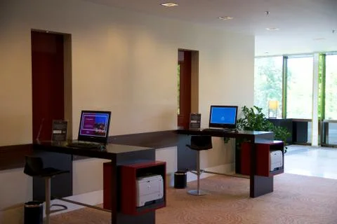 MAINZ, GERMANY - JUN 25th, 2017: Business Center with Computer Internet Printer Stock Photos