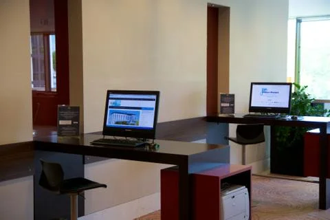 MAINZ, GERMANY - JUN 25th, 2017: Business Center with Computer Internet Printer Stock Photos