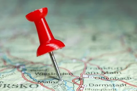 Mainz pin on map of Germany Stock Photos