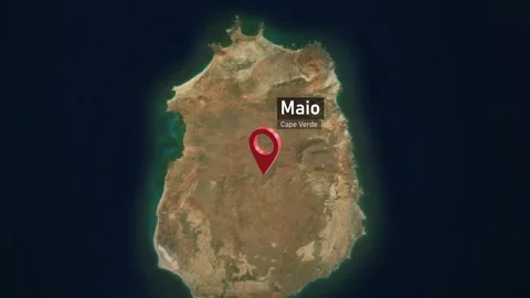 Maio City Map Zoom (Cape Verde) from Space to Earth Stock Footage 274455899