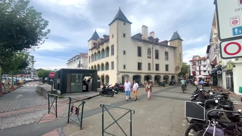 Maison Louis XIV, or Lohobiague Enea house, in the center of Saint-Jean-de-Luz Stock Footage 252917197