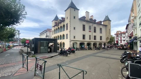 Maison Louis XIV, or Lohobiague Enea house, in the center of Saint-Jean-de-Luz Stock Footage 252917217