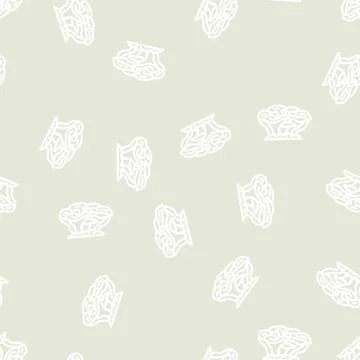 Maitake mushroom line vector seamless pattern Stock Illustration