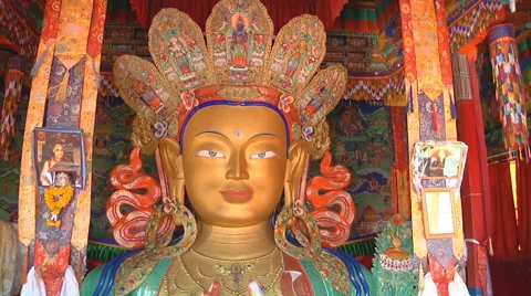 Maitreya Buddha Statue Stock Footage 55837235