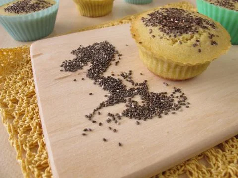 Maize flour bread muffins with chia seeds Stock-Fotos