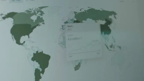Maize production 2021 world map on computer screen. Leaders countries of maize Stock Footage 255874827