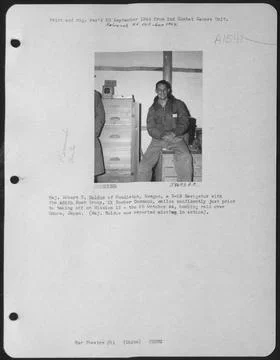 Maj. Robert T. Noldus Of Pendleton, Oregon, A B-29 Navigator With The 468T... Stock-Fotos
