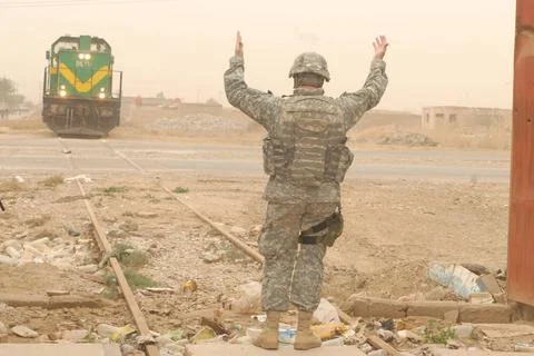 Maj. Scott Meyer, Strategic Mobility - Iraqi Railroad Program Manager with... Foto stock