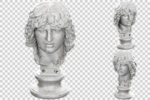 Majestic 3D render of a Bearded Man's Head, perfect for Renaissance-themed pr Stock Illustration
