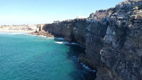 Majestic Algarve Cliff Flyby Stock Footage