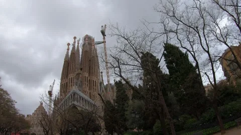 Majestic Architectural Marvel Under Cloudy Skies Stock Footage 314059733