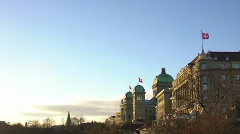 Majestic building of Swiss national parliament and government, public policy Stock Footage