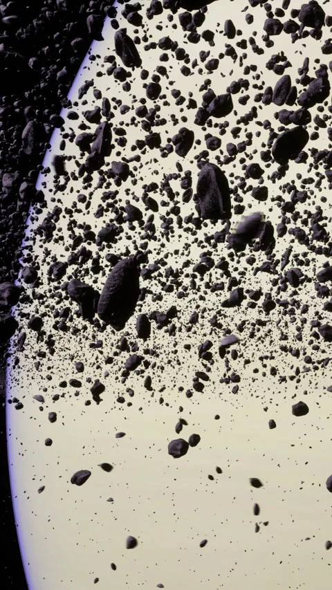 Majestic celestial dance of asteroids surrounding distant planet Vídeos de archivo 340079532