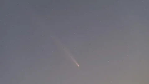 Majestic Comet with Long Tail Moving Across Night Starry Sky Time-lapse Stock Footage 326705298
