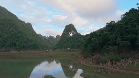 Majestic drone view above of Mat Than Mountain in Cao Bang, Vietnam Stock Footage 310099985