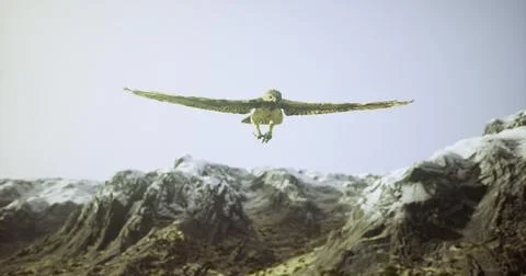 Majestic eagle soaring over rugged mountains during daylight hours Stock Illustration