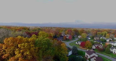 Majestic Fall Landscape from Above - Dramatic Aerial Footage (I-V2) Vídeo Stock 82410164