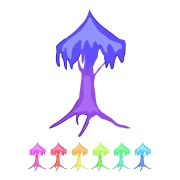 Majestic fantasy magic tree vector cartoon graphic Stock Illustration