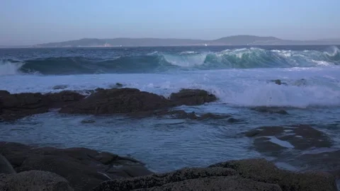 The Majestic Force of Ocean Waves: A Panoramic Seascape Stock Footage 236840143