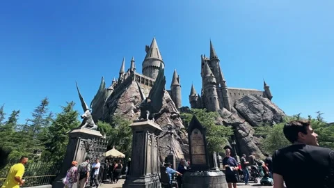 Majestic Hogwarts Castle at Universal Studios Hollywood California Video stock 342221379