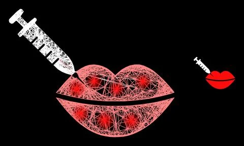Majestic Intersected Mesh Botox Lips Injection with Light Spots Stock Illustration